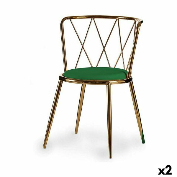 Chair Rhombus Green Golden 50,5 x 73 x 51 cm (2 Units) Online Hot Sale