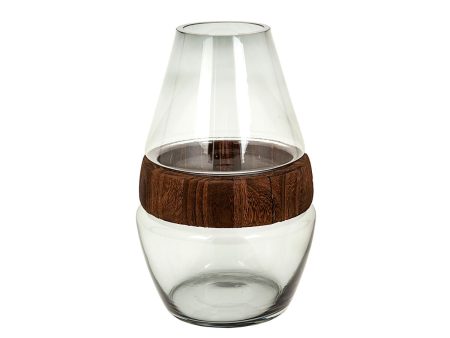 Vase Alexandra House Living Natural Wood Glass 18 x 29 x 18 cm Online