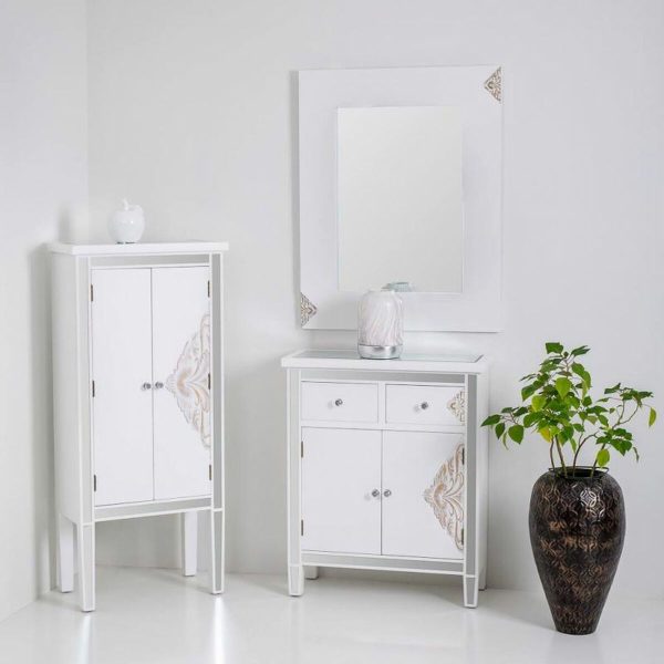 Wall mirror Alexandra House Living White Glass MDF Wood 2 x 90 x 70 cm For Cheap