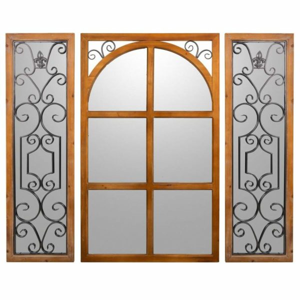 Wall mirror Alexandra House Living Natural Glass Fir wood 3 x 127 x 76 cm Online Hot Sale