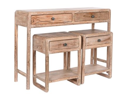 Console Home ESPRIT Teak Recycled Wood 121 x 35 x 88 cm (3 Pieces) Online Hot Sale