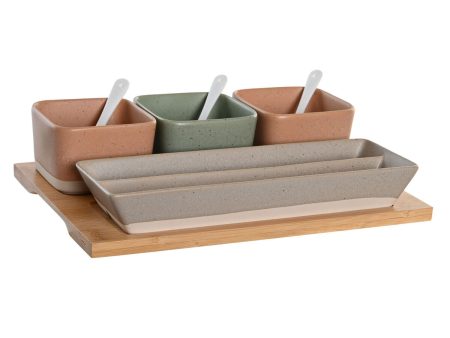 Appetizer Set DKD Home Decor 26 x 9 x 4 cm Porcelain Multicolour Bamboo 8 Pieces Scandinavian Discount