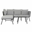 Garden sofa DKD Home Decor Black Metal Aluminium Rope 30 x 40 cm 192 x 163 x 86 cm on Sale