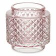 Candleholder Pink Glass (9 x 8,8 x 9 cm) (12 Units) For Discount