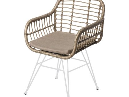 Garden chair Ariki 57 x 62 x 80 cm synthetic rattan Steel White For Sale