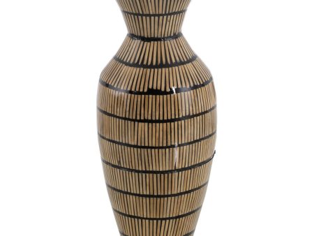 Vase Black Beige Bamboo 22 x 22 x 52 cm Fashion