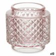 Candleholder Pink Glass (9 x 8,8 x 9 cm) (12 Units) For Discount