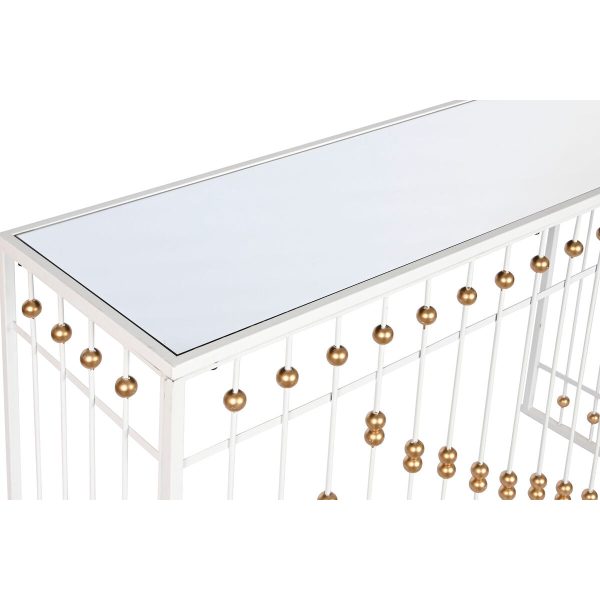 Console Home ESPRIT White Golden Mirror 120 x 40 x 80 cm For Discount