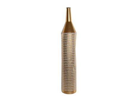 Vase Home ESPRIT White Golden Metal Modern 14,5 X 14,5 X 82 cm Online Hot Sale