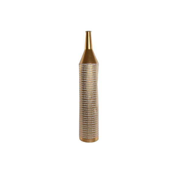 Vase Home ESPRIT White Golden Metal Modern 14,5 X 14,5 X 82 cm Online Hot Sale