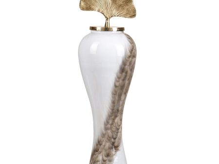 Vase 25 x 25 x 84 cm Crystal Golden Metal White Online Hot Sale