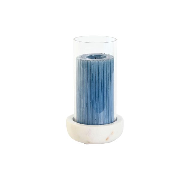 Candleholder Home ESPRIT White Natural Crystal Marble 10 x 10 x 18 cm Hot on Sale