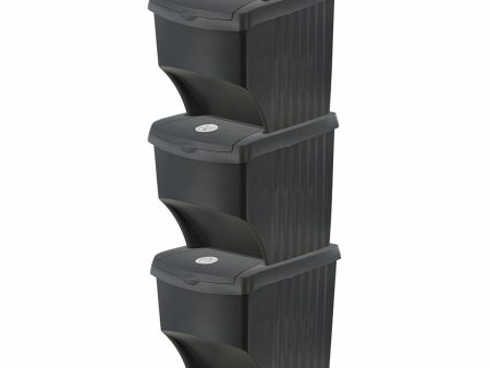 Bucket set Sortibox Black Stackable (3 Units) Discount