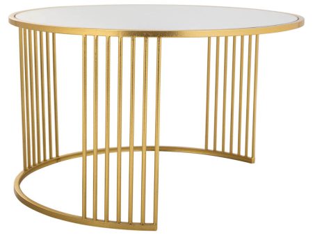 Centre Table Alexandra House Living Gold Iron Mirror MDF Wood 80 x 48 x 80 cm For Sale