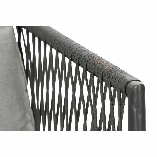 Garden sofa DKD Home Decor Black Metal Aluminium Rope 30 x 40 cm 192 x 163 x 86 cm on Sale