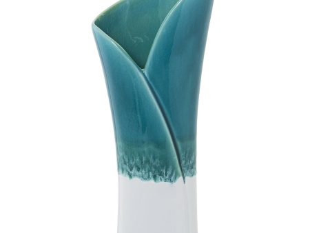 Vase Alexandra House Living Blue White Ceramic 12 x 16 x 38 cm Online Sale