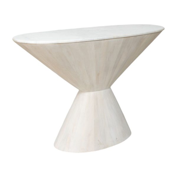 Console Romimex White Golden 122 x 75 x 39 cm Cone-shaped For Sale