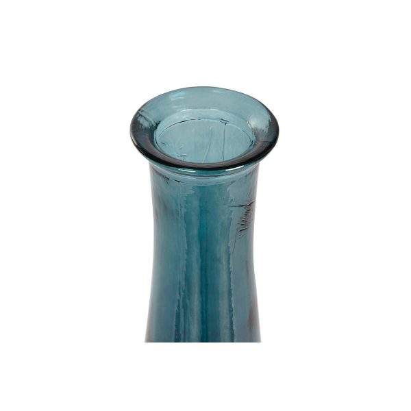 Vase DKD Home Decor 18 x 18 x 80 cm Blue Tempered Glass Online