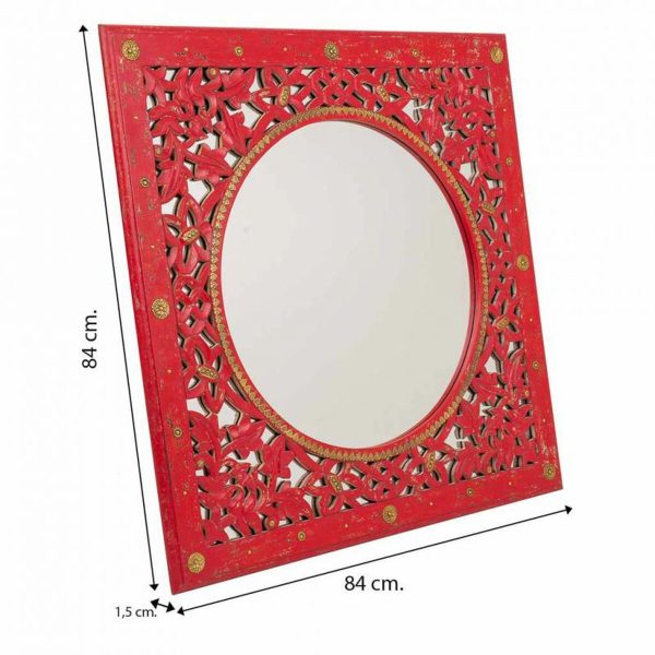 Wall mirror Alexandra House Living Red 1 x 84 x 84 cm Rectangular Online now