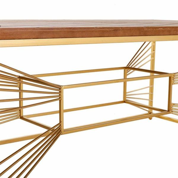 Centre Table Alexandra House Living Gold Natural Iron Fir wood MDF Wood 70 x 50 x 130 cm For Cheap