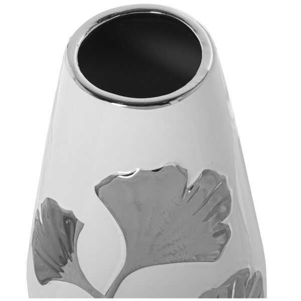 Vase Alexandra House Living White Silver Ceramic 14 x 25 cm For Discount