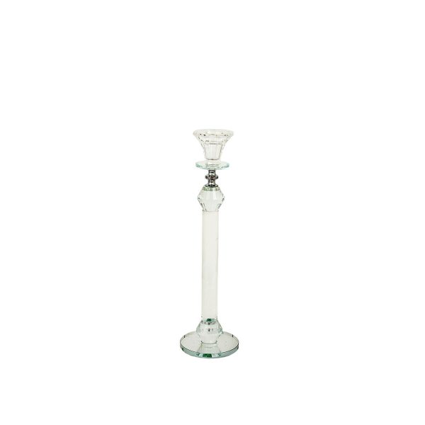 Candleholder Romimex Transparent Glass 9 x 26 x 9 cm Fashion