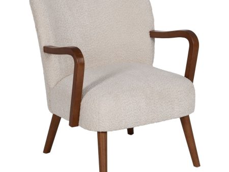 Armchair Beige Natural Polyester Rubber wood Sponge 56 x 56 x 78 cm Discount