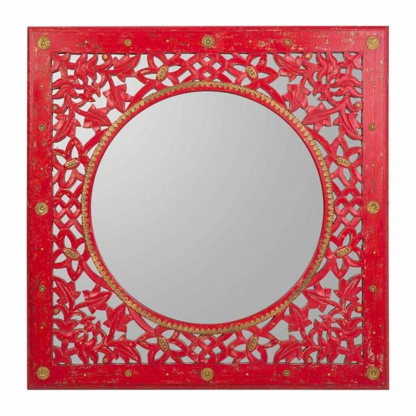 Wall mirror Alexandra House Living Red 1 x 84 x 84 cm Rectangular Online now