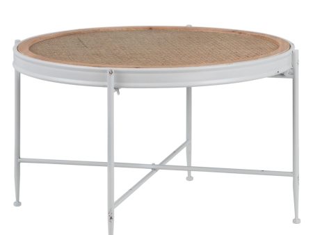 Centre Table White Natural 75 x 75 x 47 cm Online now