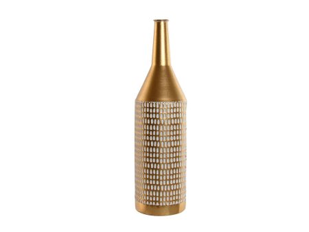 Vase Home ESPRIT White Golden Metal Modern 14,5 x 14,5 x 55,5 cm on Sale