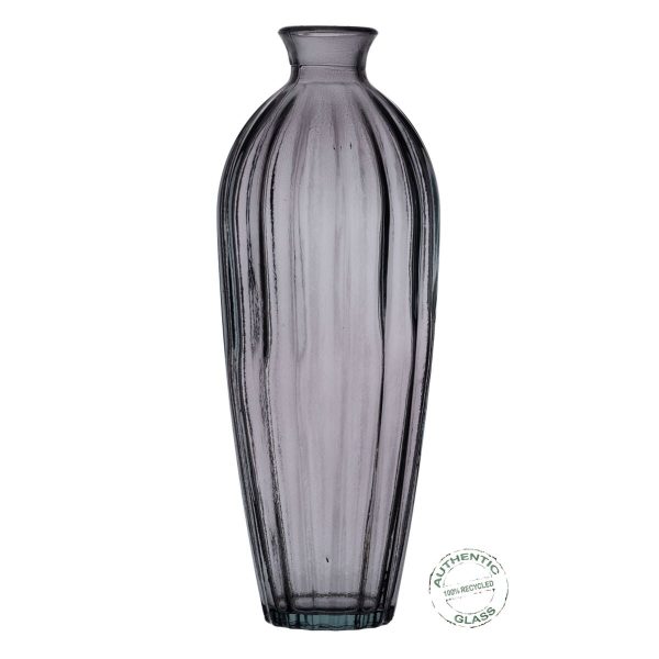 Vase Grey recycled glass 12 x 12 x 29 cm For Discount