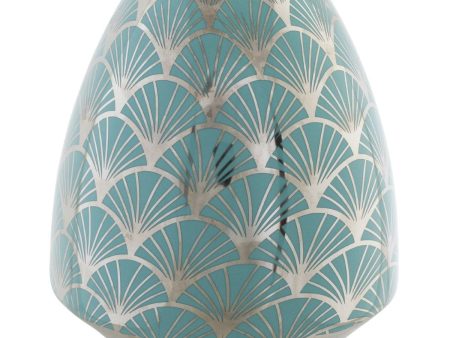 Vase DKD Home Decor Porcelain Golden Turquoise White Oriental Chromed 16 x 16 x 18 cm Cheap