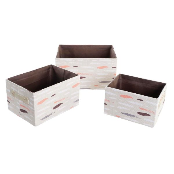 Basket set DKD Home Decor Brown Grey Orange 32 x 24 x 18 cm (3 Units) Hot on Sale