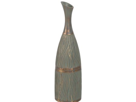 Vase Green Golden Polyresin 13,5 x 13,5 x 49 cm Supply