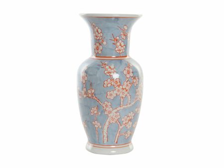 Vase DKD Home Decor 13 x 13 x 31 cm Porcelain Blue Orange Oriental Online Hot Sale