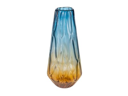 Vase Romimex Blue Amber Glass 20 x 45 x 20 cm For Discount