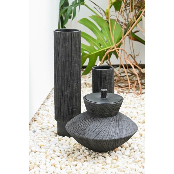 Vase Home ESPRIT Black Resin Colonial 12 x 12 x 47,5 cm on Sale