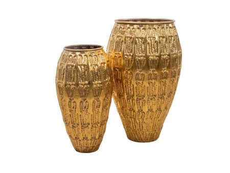 Set of 2 Vases Alexandra House Living Golden Metal 54 x 87 x 54 cm (2 Pieces) on Sale