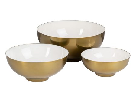 Bowl 30 x 30 x 14 cm Golden White Iron (3 Units) For Sale