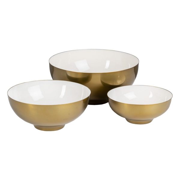 Bowl 30 x 30 x 14 cm Golden White Iron (3 Units) For Sale