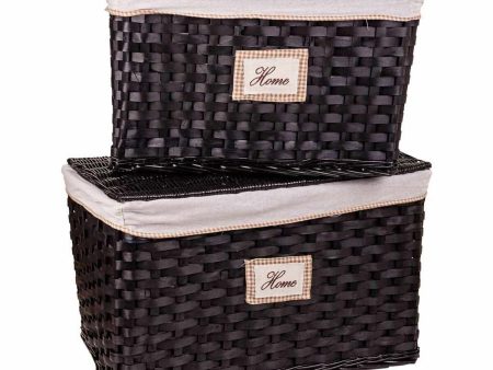 A set of two trunks Alexandra House Living Dark brown Willow wood 46 x 46 x 76 cm Discount