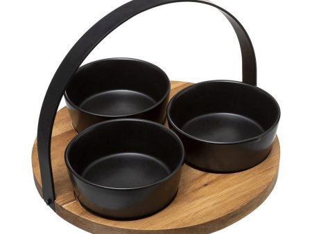 Appetizer Set Secret de Gourmet Black Stoneware 4 Pieces (Ø 21 cm) For Cheap