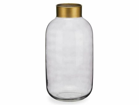 Vase Grey Golden Glass 14,5 x 29,5 x 14,5 cm (6 Units) Cheap