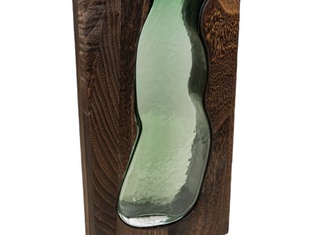 Vase Romimex Brown Green Wood Glass 18 x 32 x 6 cm For Discount