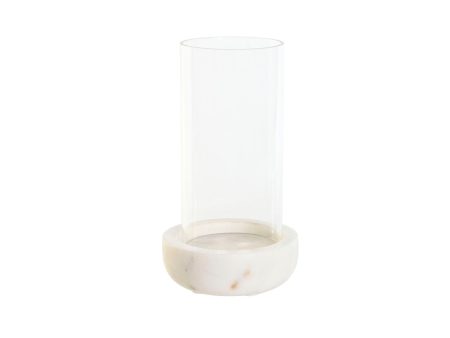 Candleholder Home ESPRIT White Natural Crystal Marble 10 x 10 x 18 cm Hot on Sale