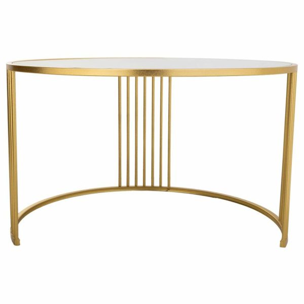 Centre Table Alexandra House Living Gold Iron Mirror MDF Wood 80 x 48 x 80 cm For Sale