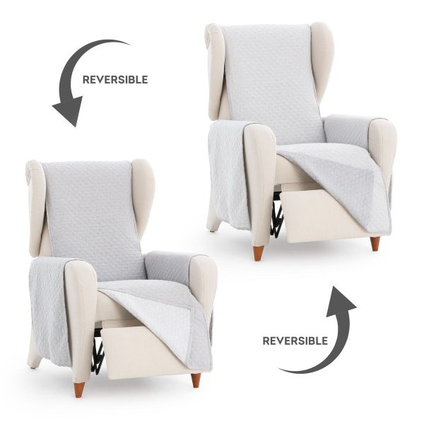 Armchair slipcovers Eysa SILVER Light grey 100 x 110 x 55 cm Reversible on Sale