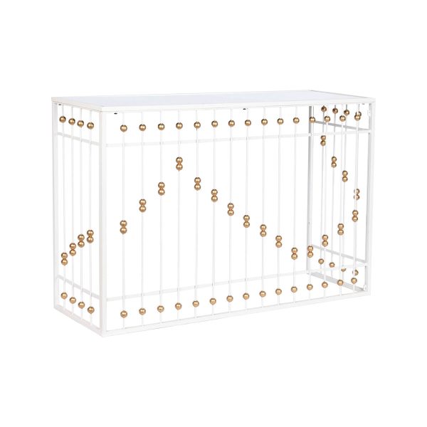 Console Home ESPRIT White Golden Mirror 120 x 40 x 80 cm For Discount