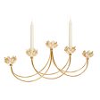 Candle Holder Romimex Golden Metal Glass 55 x 22 x 8 cm Online Sale