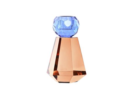 Candleholder DKD Home Decor Blue Amber Bicoloured Crystal 7 x 7 x 12 cm Online